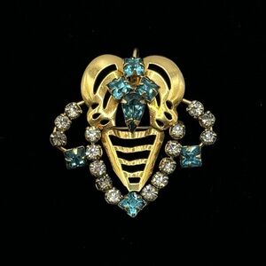 VINTAGE Gold & Crystal Art Nouveau Brooch/Pendant